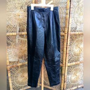 Vintage Evan Davies Women's Black Leather Pants With Slight Metallic Brush_8